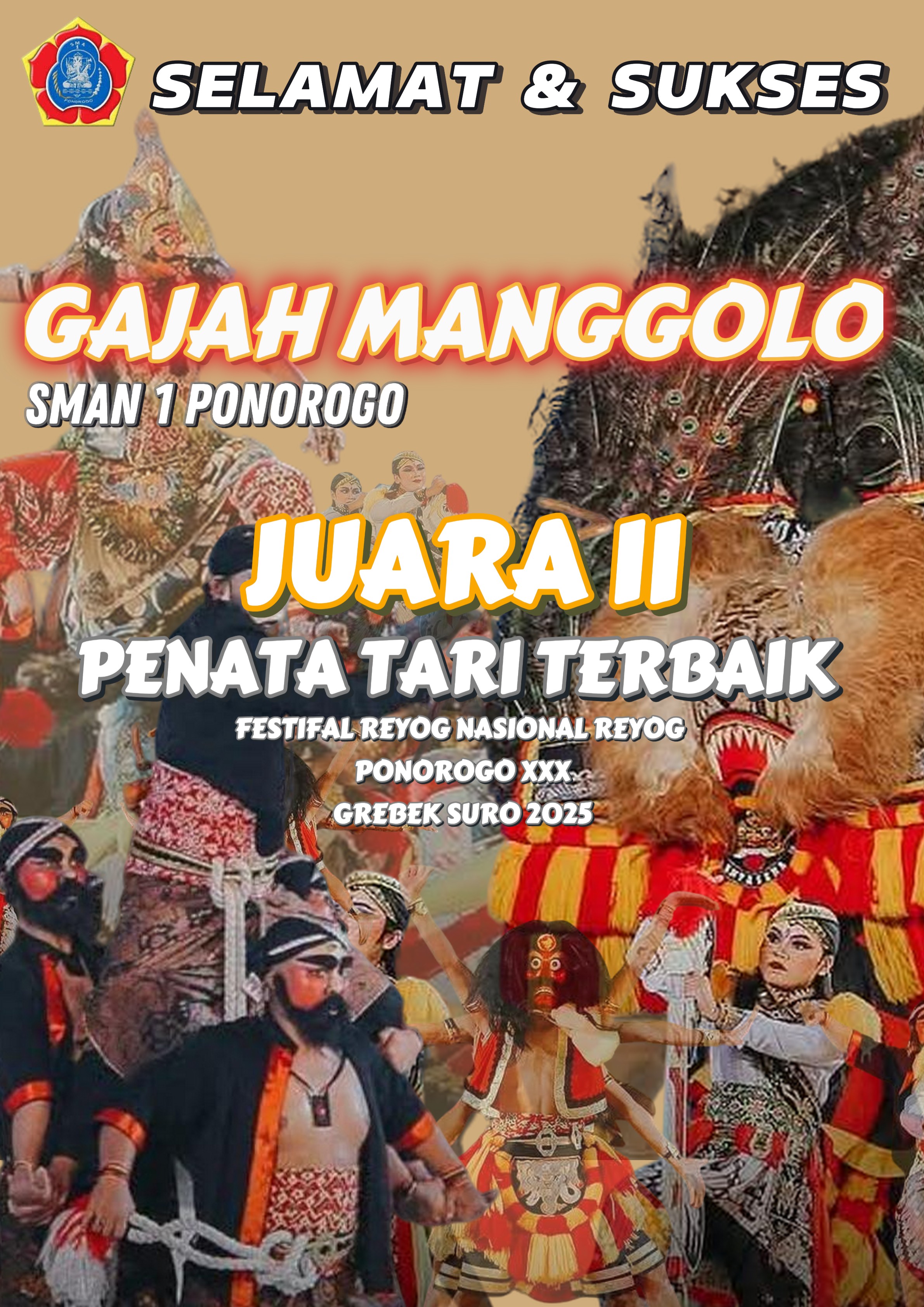Poster prestasi Gajah Manggolo SMA Negeri 1 Ponorogo.